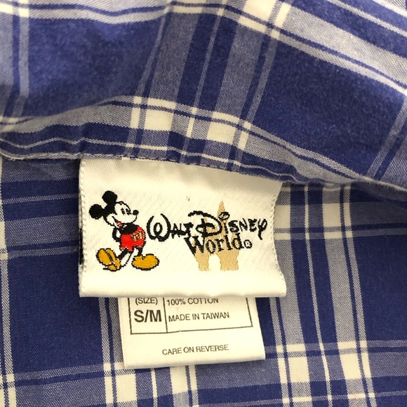 Walt Disney World Plaid Christmas Pajama Mickey Mouse Shirt S M blue white - Picture 9 of 13